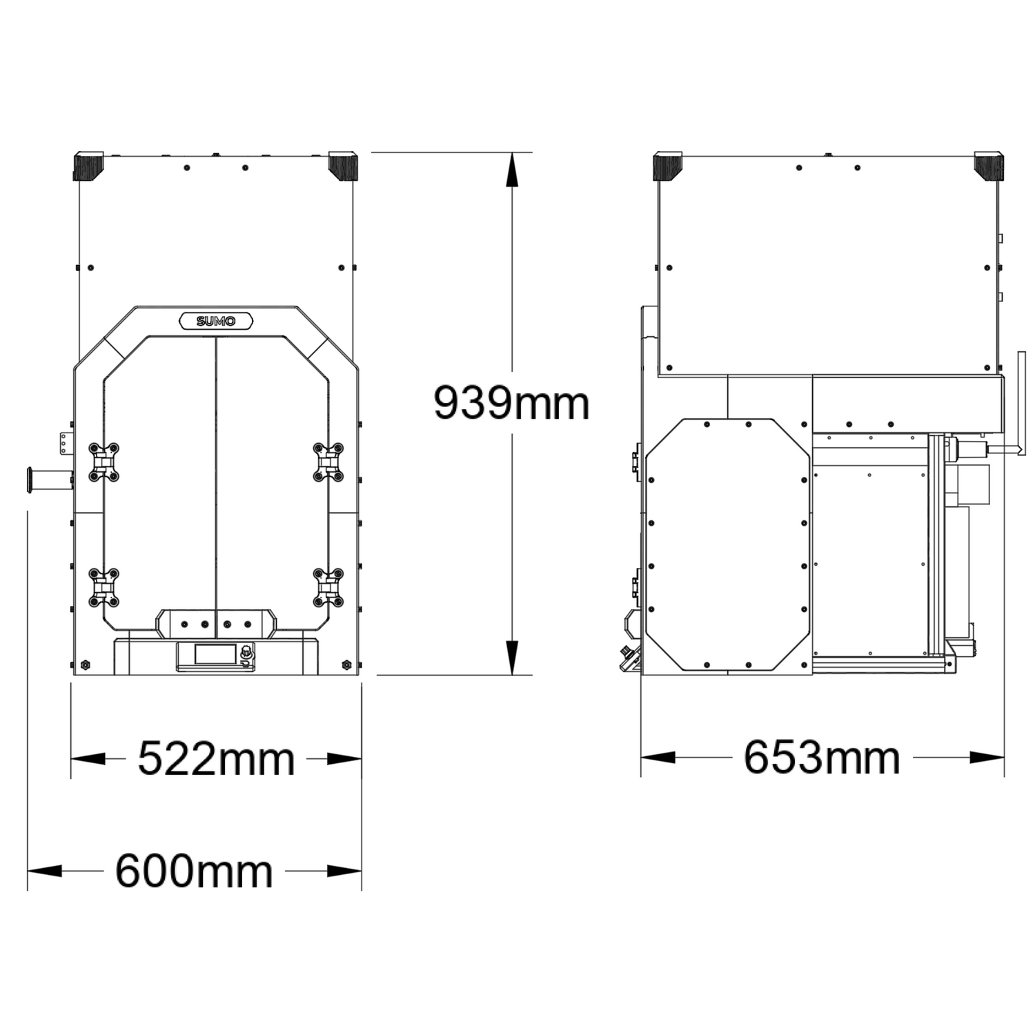 Prusa XL SUMO Enclosure Size Chart