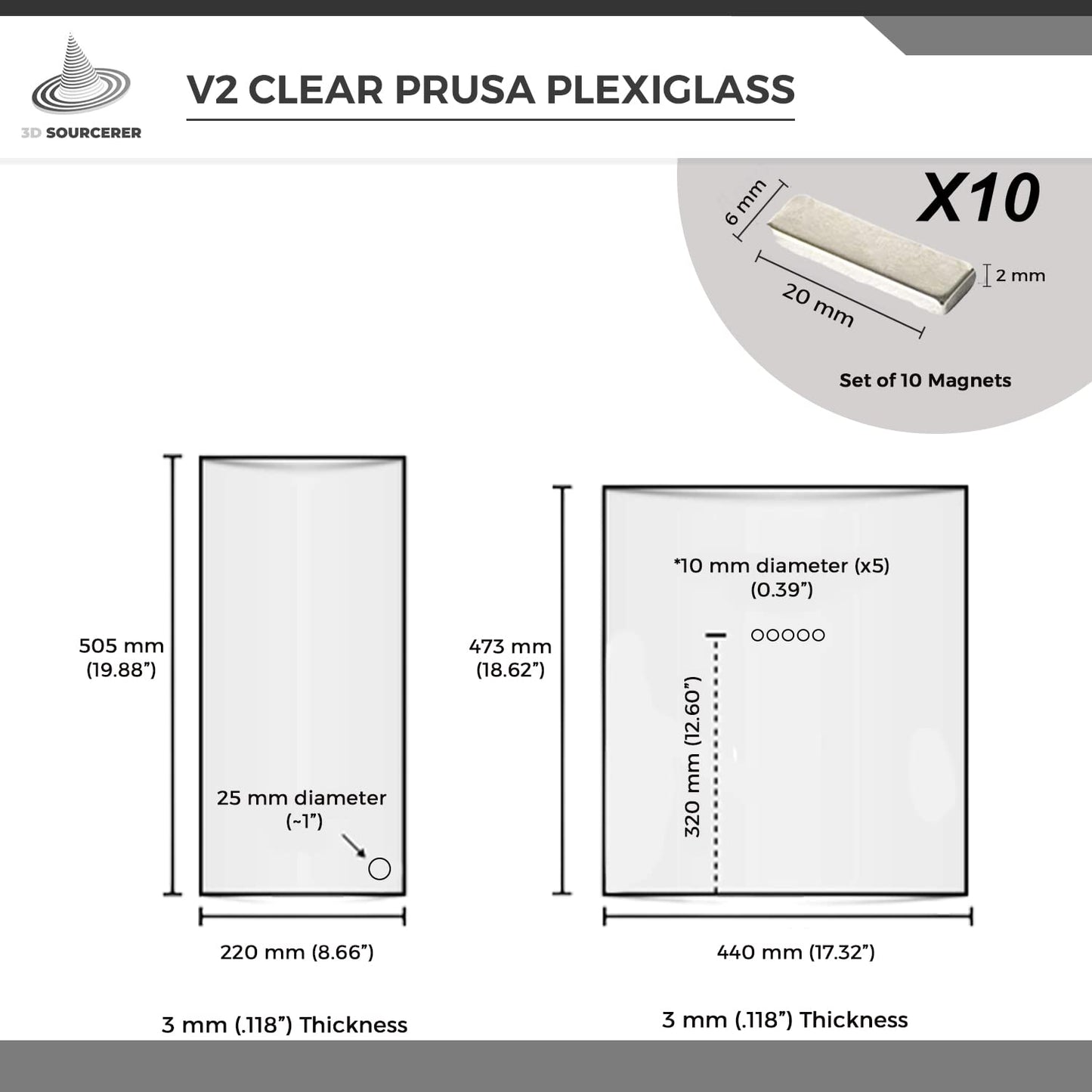 V2 Prusa IKEA Lack Plexiglass Enclosure Kit with Magnets