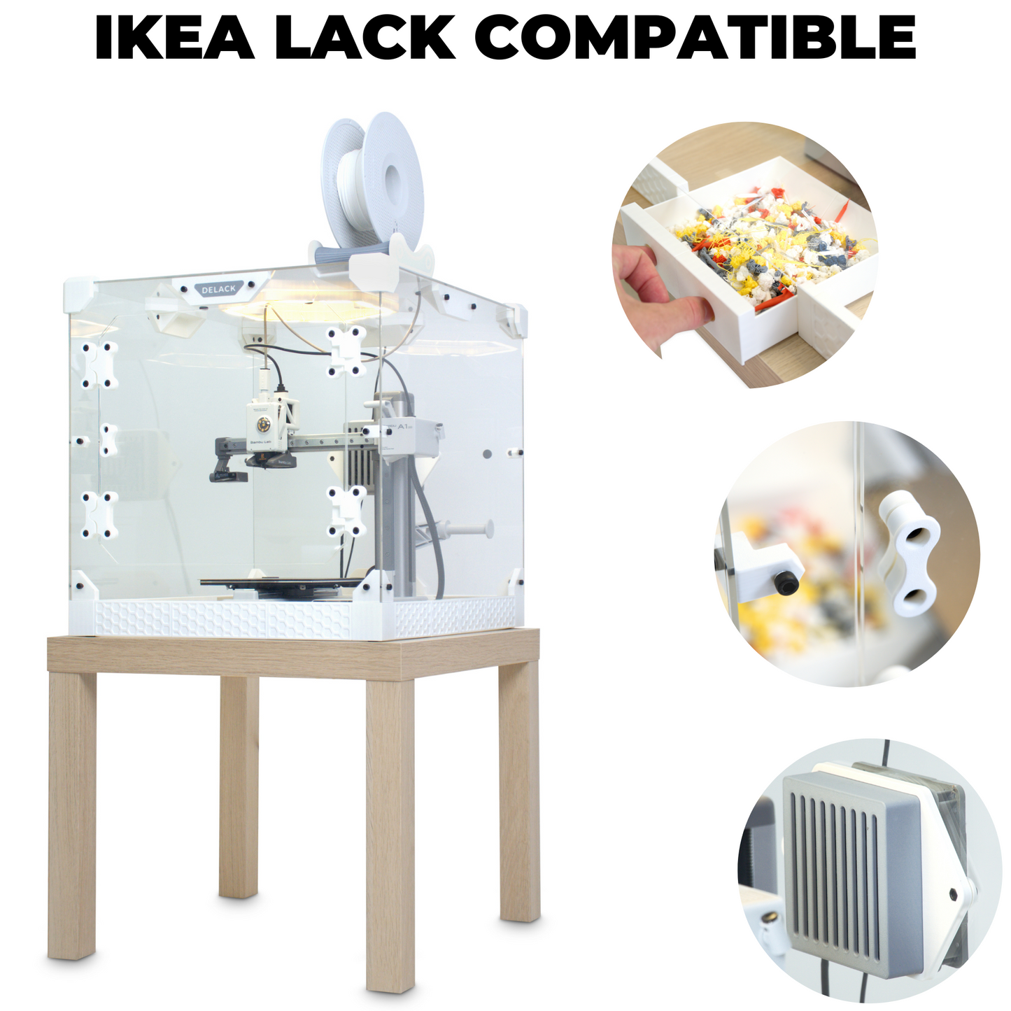DELACK 3D Printer Enclosure Kit with LED Light