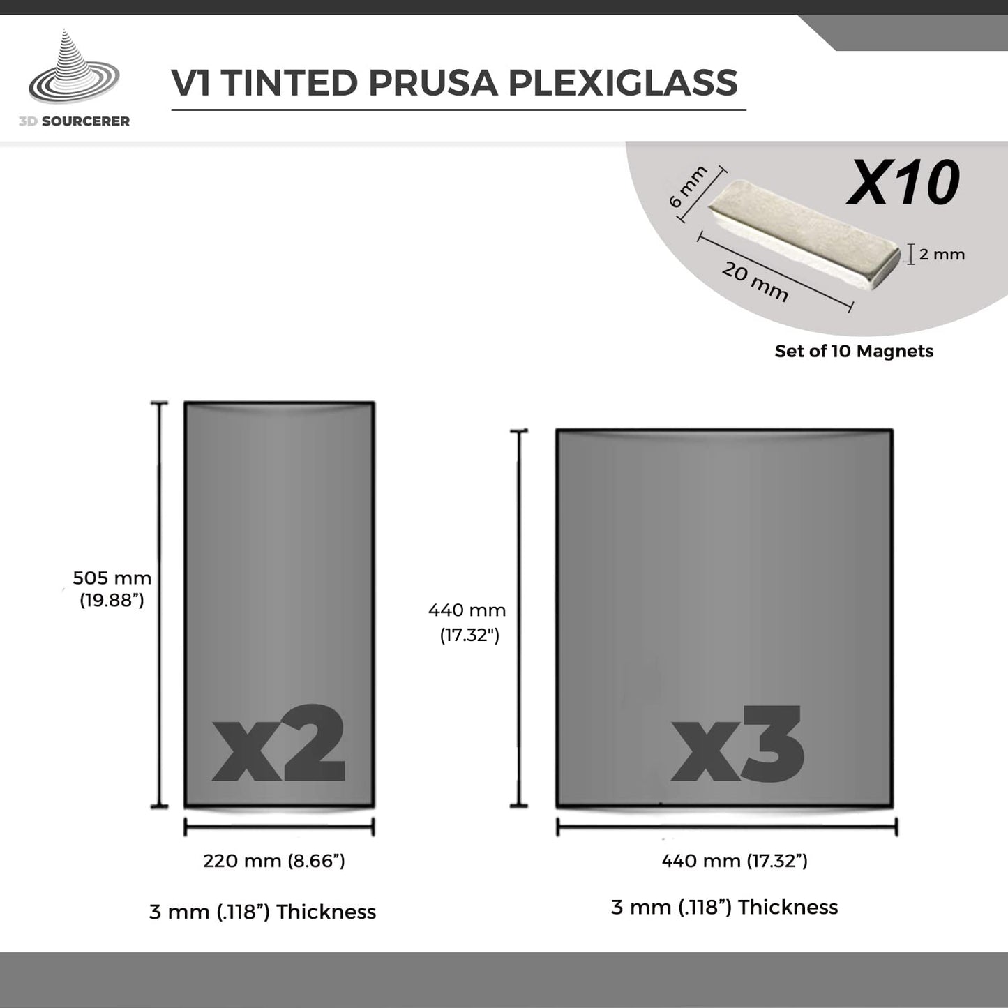 V1 Prusa IKEA Lack Plexiglass Enclosure Kit with Magnets