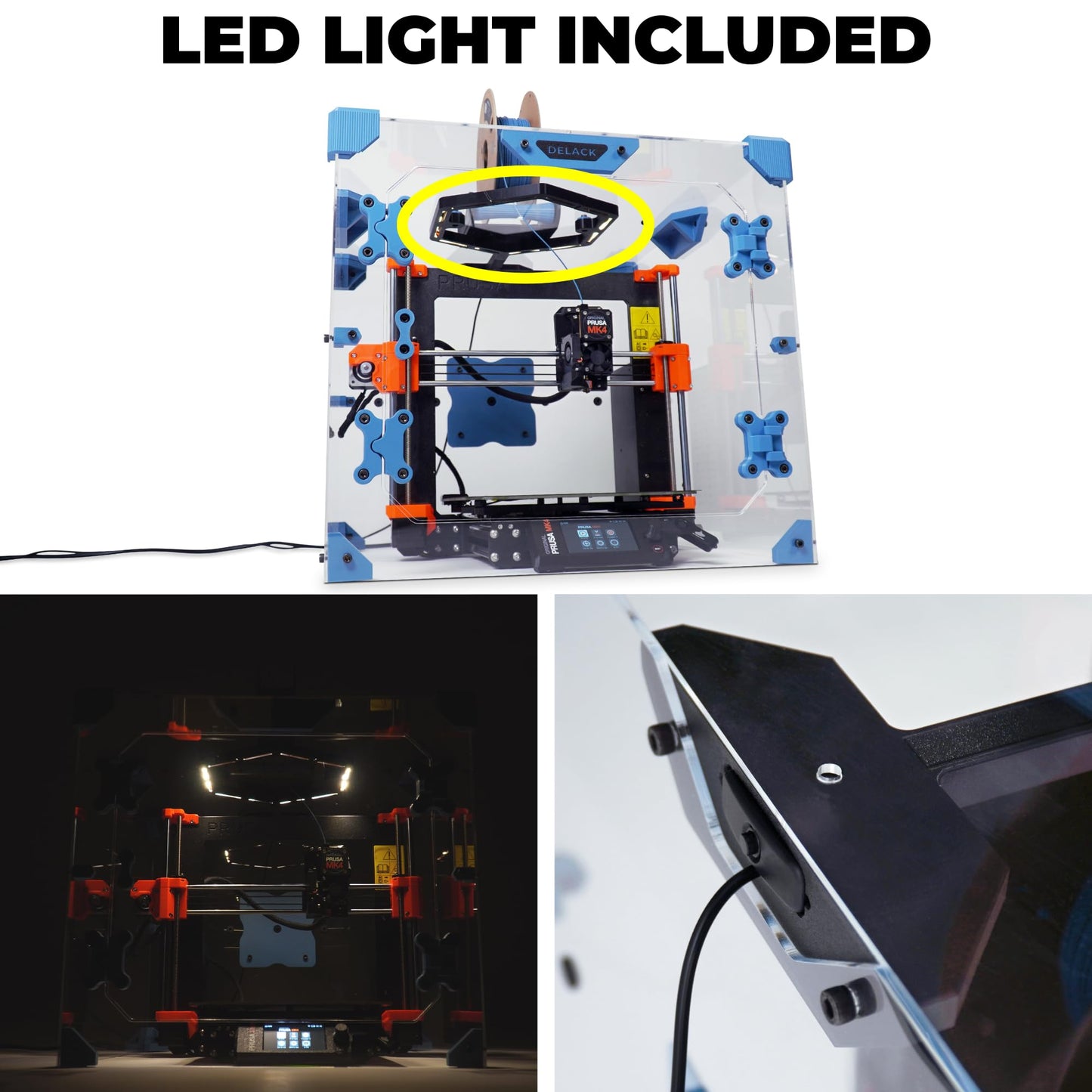 DELACK 3D Printer Enclosure Kit with LED Light